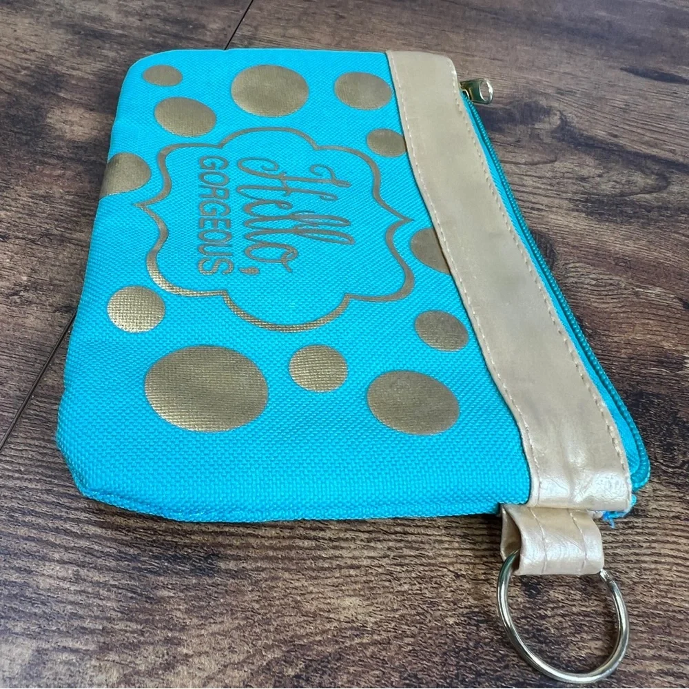 Hello Gorgeous Turquoise & Gold Makeup Bag